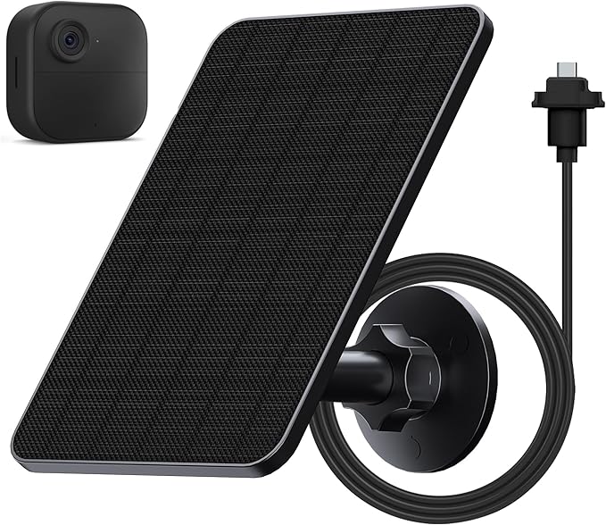 Solar Panel for Blink Camera, 4W Solar Panel Charger Compatible with New Blink Outdoor 2K+/4(4th Gen), USB-C Port, IP65 Waterproof Rubber Plug, 13.1ft Cable, Adjustable Mount(Camera Not Included)
