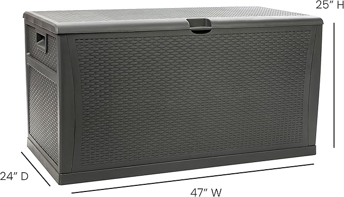 Flash Furniture 120 Gallon Plastic Deck Box - All-Weather Patio Storage and Organization for Throw Pillows, Pool Toys or Garden Tools