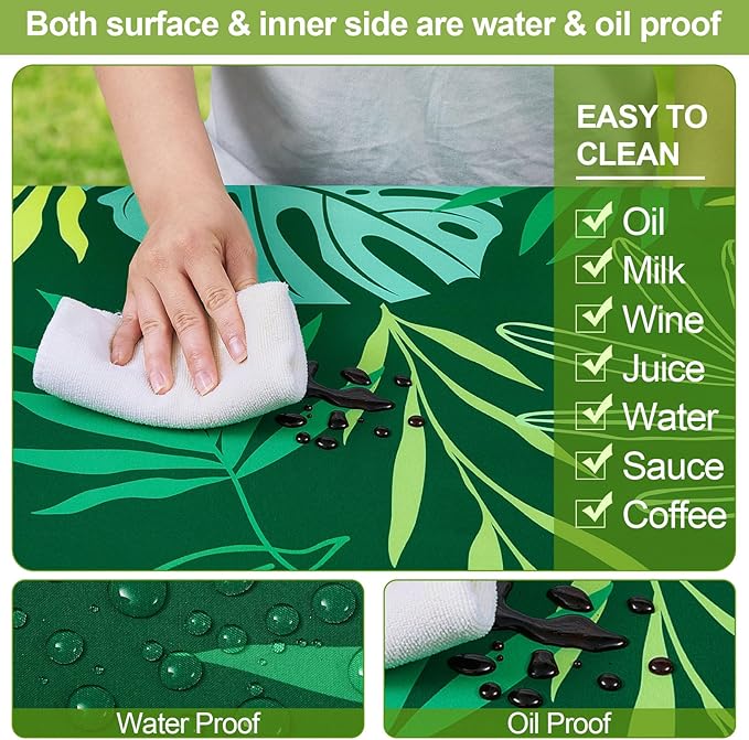 Picnic Table Cover with Bench Covers Camping Essentials Waterproof Windproof Camping Tablecloth with Drawstring Bag, Fitted Rectangle Tables and Seats, 60in, Dark Green