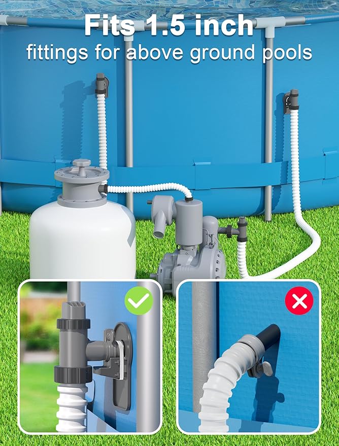 POOLHOUR Plunger Valve with Pipe Holder & Pool Hose Adapter, Above Ground Pool Pump Replacement Parts Compatible with I*tex/Col*m*n Pool