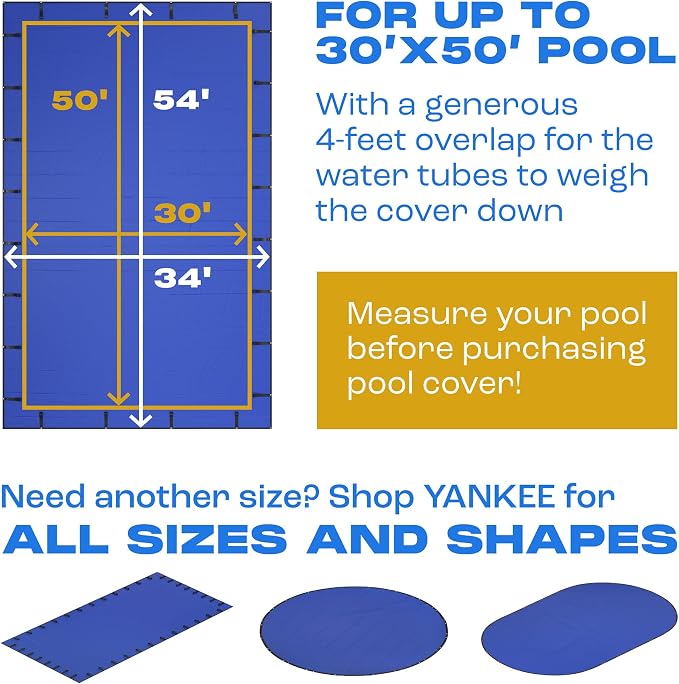 30x50 ft Rectangular Inground Pool Cover | Extra Thick & Durable | Sapphire Series of Premium Cold- and UV-Resistant Cover | In-Ground Pool Protection | by Yankee