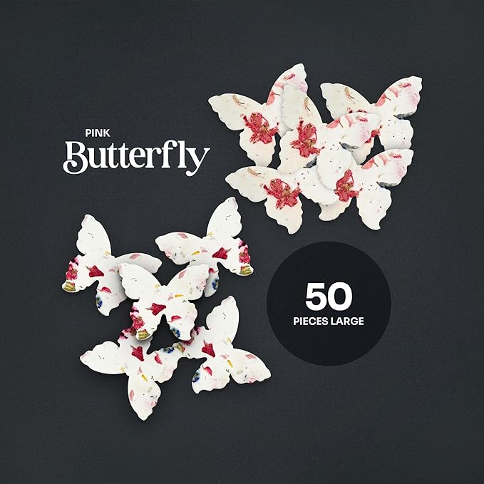 50pcs Large Pink Butterfly Seed Paper – Writable & Plantable Wildflower, Mom's Gift for Mother’s Day, Use for Wedding, Baby Shower, Party Favors & Easter Decorations