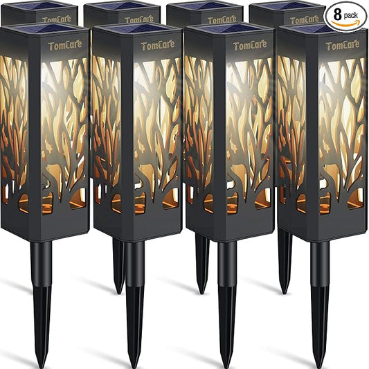 TomCare Solar Lights Outdoor Upgraded Bright Solar Pathway Lights Bigger Size Decorative Solar Waterproof Solar Powered Led Landscape Garden Lighting for Path Yard Walkway, 8 Pack