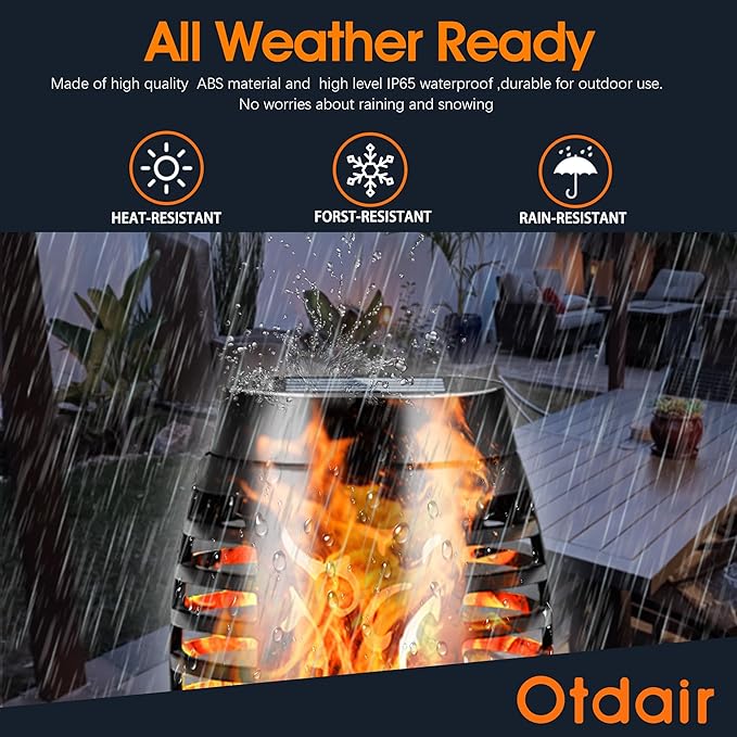 Otdair Solar Halloween Lights Outdoor Waterproof, 12 Pack 12LED Tiki Torches for Outside with Flickering Flame, IP65 Backyard Lights Outdoor Auto On/Off for Garden, Patio, Yard, Pathway