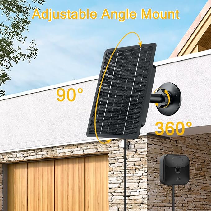 Zivif USB Solar Panel for Blink Camera, 4W Solar Power Charger Compatible with Blink Outdoor 3 (3rd Gen), XT XT2 Camera, with Adjustable Mount, 9.84ft Charging Cable