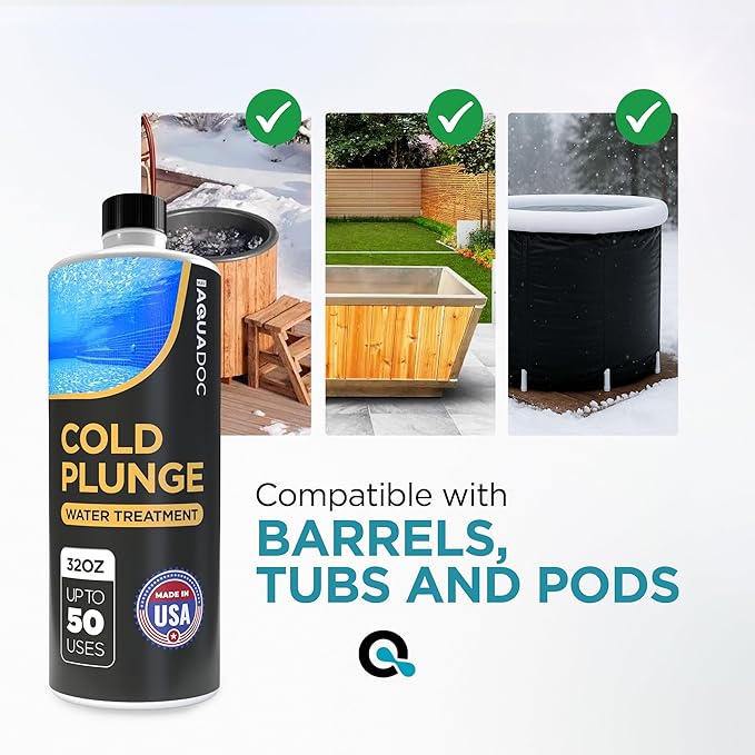 AquaDoc Cold Plunge Water Treatment - Ice Bath Cleaner and Water Stabilizer - Cold Plunge Weekly Treatment for Fresh Water - Made in USA - 32oz