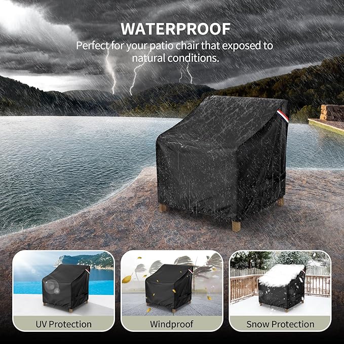 KylinLucky Patio Furniture Covers Waterproof 35W x 38D x31H inches 2 Pack, Lawn Outdoor Chair Cover Black