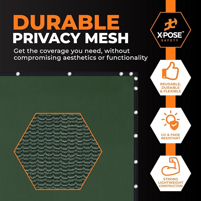 Xpose Safety Privacy Fence Screen 8.5’ x 100’ – Heavy Duty Green Mesh with 90% Visibility Block, UV Protection – for Garden, Yard, Nursery, Kennel, Dog Run, Greenhouse