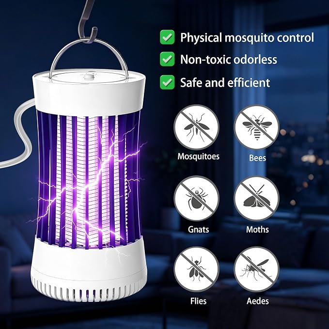 Phosooy 2 Packs Indoor Electric Bug Zapper with Fan, 2-in-1 Mosquitoes Killer with 1500V High Voltage, Small Fly Insects Lamp Trap Catching Moth Gnat Fruit Flies, White & Black, No Battery