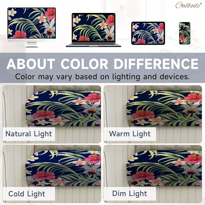 CALBODE 12 Pcs Stretch Outdoor Seat Cushion Covers, Washable Chair Seat Cover for Patio Furniture Cushions Soft Indoor and Outdoor Couch Cover Replacement (Tropical Floral,Black, Cover Only)