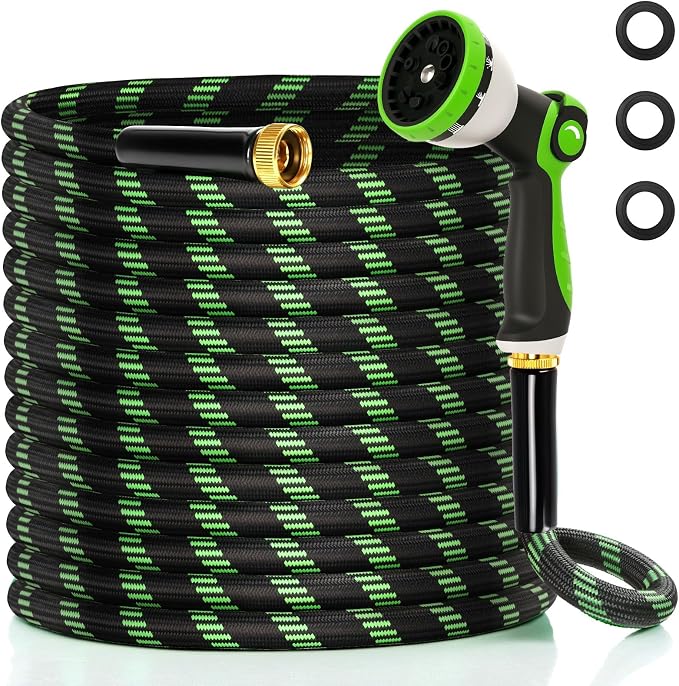Garden Hose 25 ft Water Hose Flexible Non-Expandable Outdoor Heavy Duty Lightweight Leakproof Kink-free flex Watering Hose Pipe for 3/4 inchs Fitting Yard Lawn Outside Car Wash
