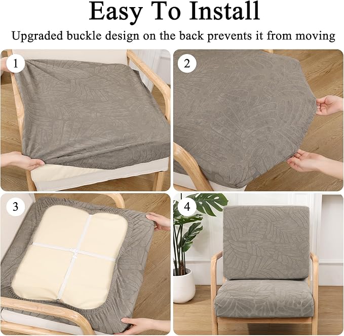 HEBE Stretch Patio Cushion Covers Set 8pcs,Waterproof Outdoor Couch Covers Replacement,Washable Reusable Seat Cushion Slipcovers for Patio Furniture Protector,Chair Cushion Cover