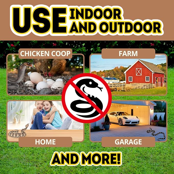 Snake Repellent for Yard Pet Safe 12 Packs, Natural Rattlesnake Repeller from Indoor, Keep Snakes Away for Outdoor, Powerful Snake Deterrent of Garden House Coop Garage Farm Camping Backyard