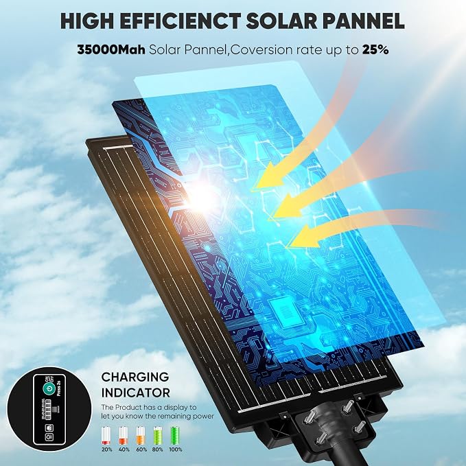 26" Large Solar Street Lights Outdoor Waterproof - 9000W 120000LM Solar Powered Parking Lot Light Dusk to Dawn,Motion Sensor Commercial LED Solar Flood Lights Remote Control for Outside