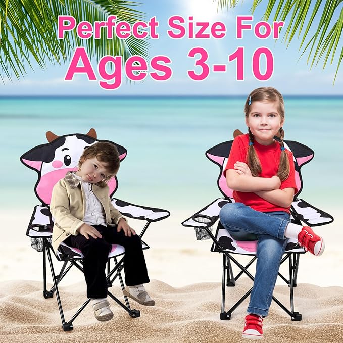KABOER Kids Outdoor Folding Lawn and Camping Chair with Cup Holder and Carrying Bag, Children's Camping Chairs