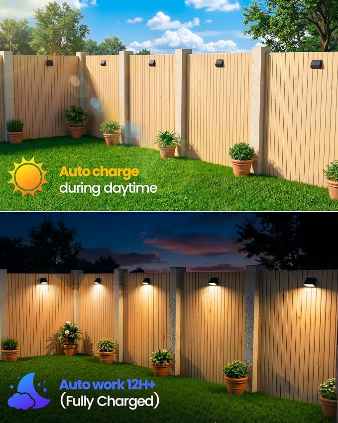 Bridika Solar Fence Lights with Remote, 12 Pack Bright 100 Lumen Fence Lights Solar Powered, 9 Colors&3 Modes, 1500 mAh Solar Wall Lights Outdoor IP65 Waterproof for Backyard, Deck, Patio, Garden