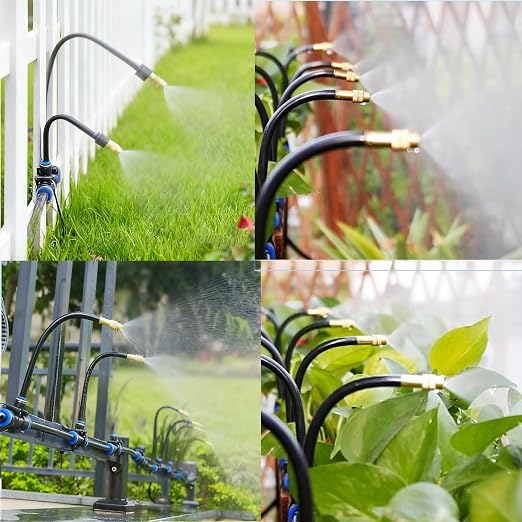 Garden Automatic Irrigation System Kit 360° Flexible Garden Irrigation System 98.5-Foot Drip Irrigation System Adjustable Irrigation System for Yard and Greenhouse Lawn Plants