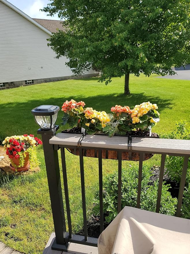 24 Inch Window Box Planters 4 Pack with Coco Liners, Rustproof Metal Hanging Flower Boxes for Outdoor Railing, Fence and Window Sill （4 Pack）