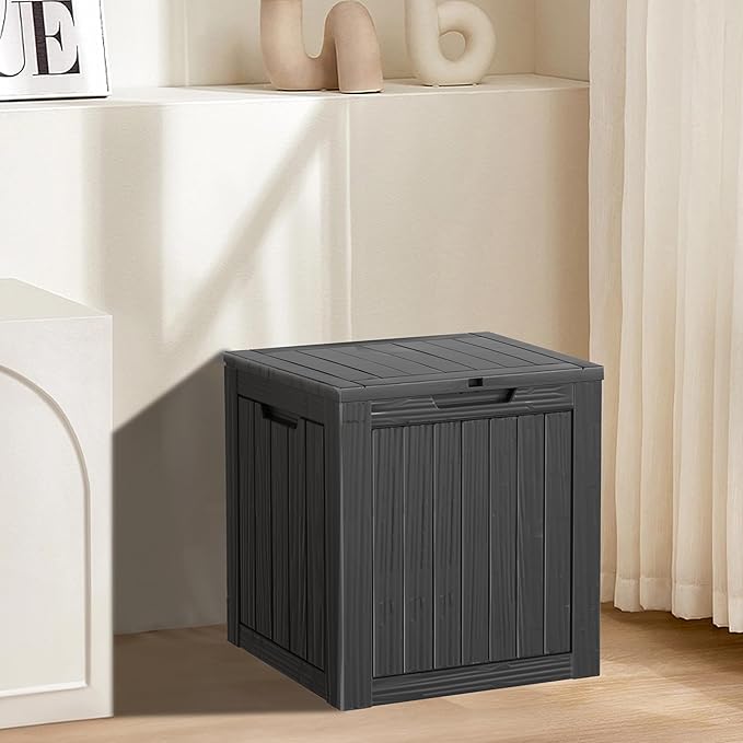 Outdoor Storage Box 35GAL Waterproof Resin Deck Box,Pool Accessories Supplies，UV-Resistant Lockable Package Delivery Bin for Garden Tools,Large Patio Outside Cushions,Chest,Furniture,Black