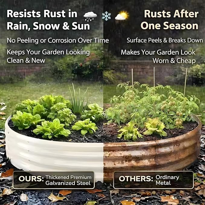 Premium Round Raised Garden Bed, 6FT Large Thickened Galvanized Metal Planter Box, 0.7mm Reinforced Rust-Resistant, Easy DIY Assembly Above Ground Gardening Bed for Vegetables, Flowers & Herbs