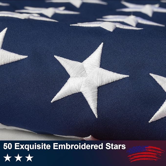 American Flag 6x10 FT for Outside - TearProof & Fade-Resistant USA Flag, Embroidered Stars, Sewn Stripes, Brass Grommets, UV & Weather-Resistant Spun Polyester, Perfect for High Winds & 4th of July