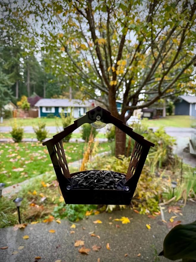 Window Bird Feeder for Outdoors Weatherproof Bird Feeder with Strong Suction Cups, Bird Watching for Cats, Easy to Clean Outdoor Birdhouse Feeder, Original Design Made in USA (Dark Chocolate)