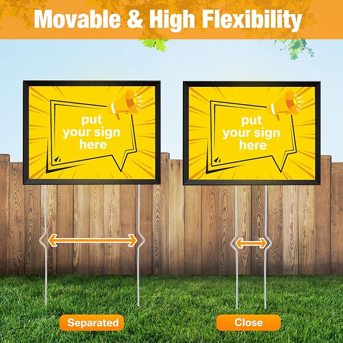 Tatuo 200 Pcs Yard Sign Stakes Heavy Duty 16.5'' Wire Yard Stakes Alternative to H Frame Metal Reusable Sign Holder for Spring Summer Lawn Corrugated Plastic