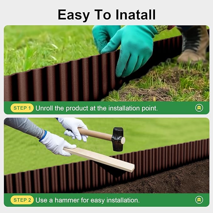 Land Guard Corrugated Garden Edging Border, 6" x 50' Landscape Paver Edging, Tall Landscape Edging, Fence for Garden, Flower Bed, Lawn and Landscape Edging (Brown)