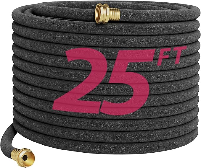 Soaker Hose 25FT 1/2 Inch Premium Soaker Hose with Solid Brass Connectors, for Deep Root Watering in Flower Beds & Landscaping