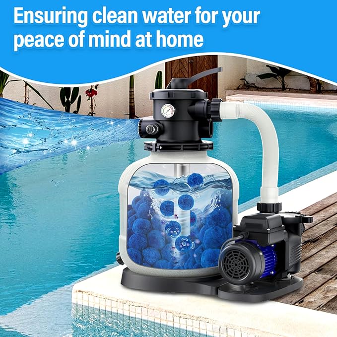 4 lbs Pool Filter Balls for Filter Pump, Upgraded High-Density Reusable Fiber Media Replace 150 lbs Filter Sand, Long-Lasting Filtration for Above Ground Swimming Pool, Aquarium & Pond