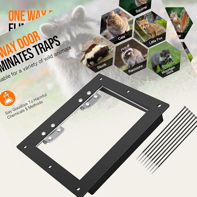 GROWLING Raccoon One Way Door – Large Size, Humane, Contactless Animal Excluder Trap – Raccoon One Way Eviction Door, Easy to Install & Weather-Resistant, Ideal for Squirrels, Skunks, Possums