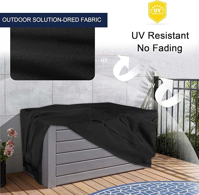 NettyPro Deck Box Cover Outdoor Waterproof Storage Bench Cover for Rectangular Deck Box, 46 x 24 x 22 inch, Black