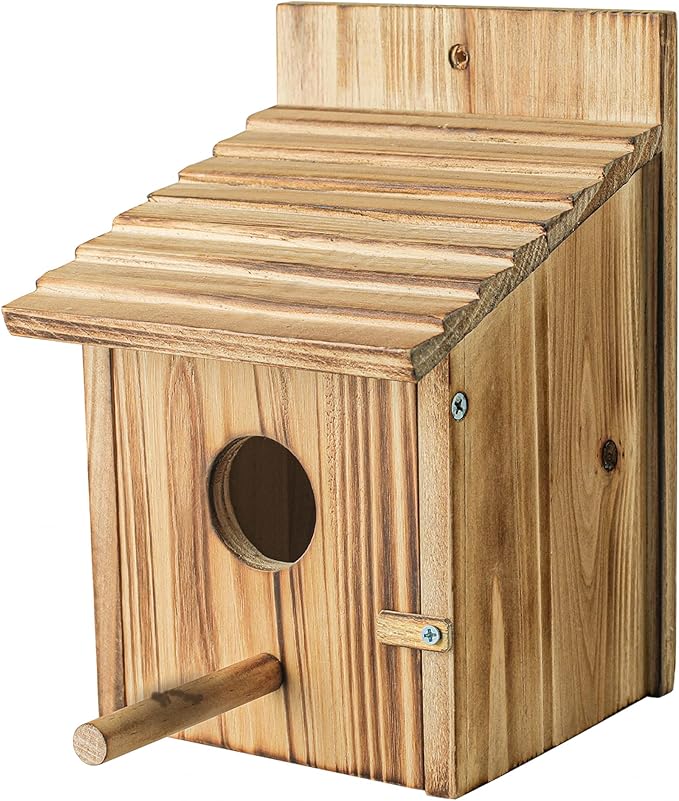 Bird Houses for Outside，Wooden Birdhouse with Open House Design - Perfect Nesting Box for Bluebirds - Assembly Required - Ideal for Outside - Blue Bird House for Outdoor Clearance