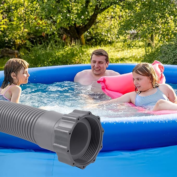 2 Pack Pool Hoses for Above Ground Pools 1.5" x 59" Pool Pump Hose Filter Pumps Replacement Hose Accessories Fits for Intex Filter Pump Above Ground Pool Sand Filter, Gray