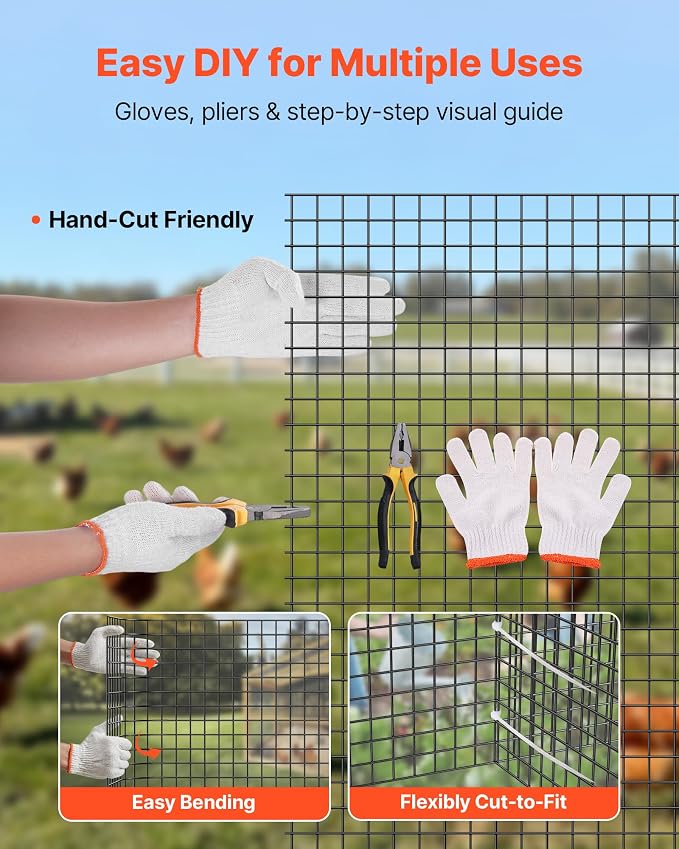 VEVOR Hardware Cloth 24 in x 50 ft, 1/2 in 19 Gauge Galvanized Wire Mesh Roll, Weather-Resistant Vinyl Coated Chicken Wire Fencing, Heavy Duty Welded Garden Plant Fencing for Rabbit Cage Snake Fence
