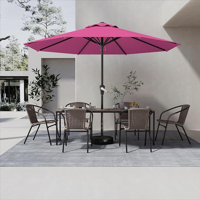 AreShark 12 FT Patio Umbrella for Outdoor, Outdoor Table Umbrella, Outdoor Patio Umbrellas with 8 Sturdy Ribs, Patio Umbrellas for Market, Garden, Deck, Backyard, Pool (Rose Pink)