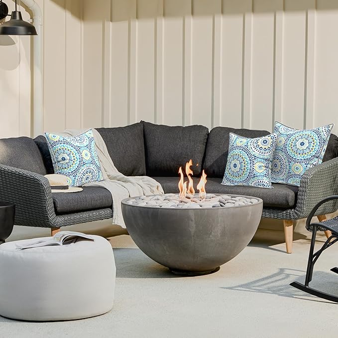 LVTXIII Outdoor Throw Pillows Set of 2, Patio Waterproof Pillows Fade Resistant Accent Pillows for Home and Garden Furniture Decoration, 16x16 Inch, Delancey Baltic