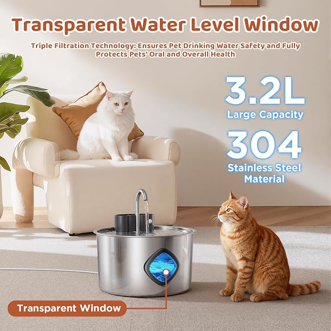 Cat Water Fountain Filter Replacement 12-Pack (8 Carbon Filters + 4 Pump Sponges) Compatible with 2.2L/3L/3.2L/3.5L Stainless Steel Pet Fountains