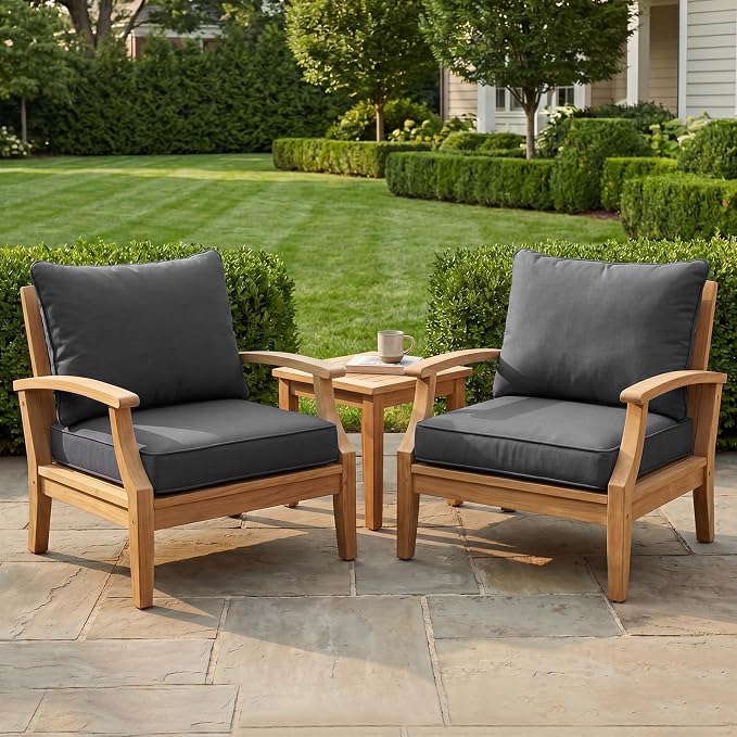 4-Piece Outdoor Patio Cushion Covers, Seat & Back Replacement Set, Covers Only for Patio Furniture, Porch, Deck, Balcony (4Pcs-Gray, 24 * 24 * 4-inch)