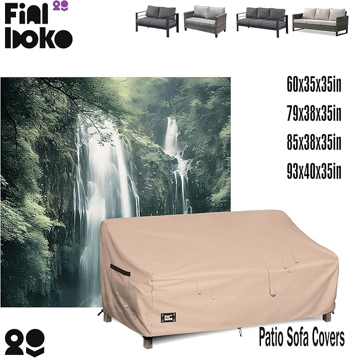 3-Seater Outdoor Couch Cover,93Wx40Dx35H Inches Patio Furniture Covers, Heavy Duty Cover for Outdoor Furniture Covers Waterproof, Light Brown