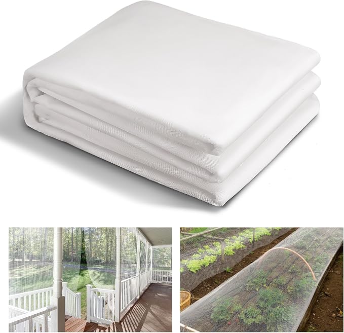 ANPHSIN Strong PP Nanocomposite Mosquito Net Garden Netting - 10 x 33ft Bird Insect Pest Mesh Barrier Screen for Patio, Balcony, Porch, Outdoor Raised Beds Protection (White)