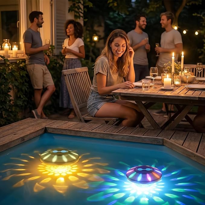 Godferyxin Floating Pool Lights for Night Party, 2 Pack 4000mAh– Color-Changing LED Pool Floats, Waterproof Lanterns for Swimming Pool, Pond, or Backyard Decoration