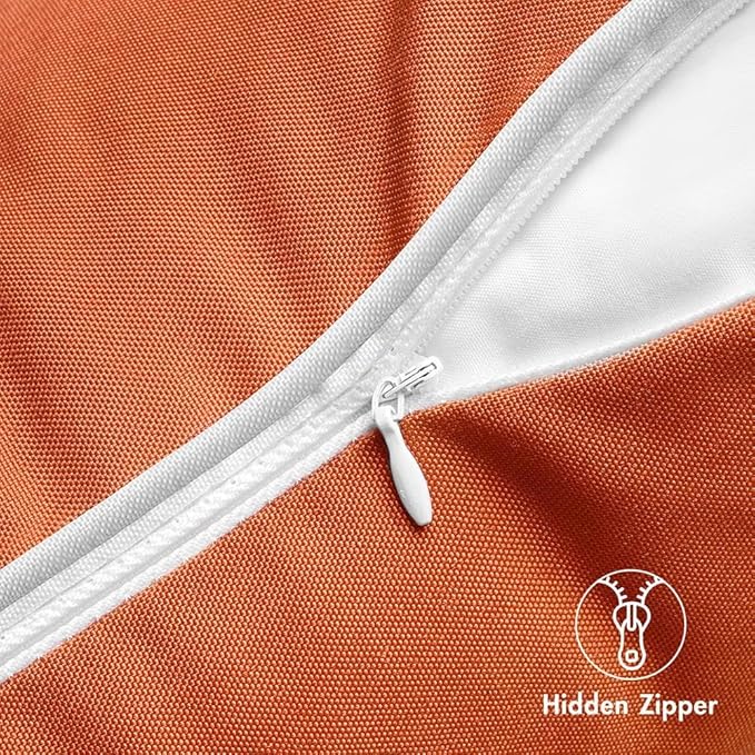 MIULEE Pack of 2 Outdoor Waterproof Pillow Covers Decorative Farmhouse Throw Pillows Square Solid Color Couch Pillow Covers for Patio Tent Bed Sofa Living Room 20x20 Inch Burnt Orange