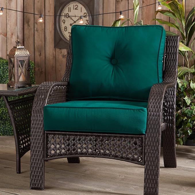 Greendale Home Fashions Outdoor 2-Piece Sunbrella Premium Deep Seat Cushion Set, Canva Forest