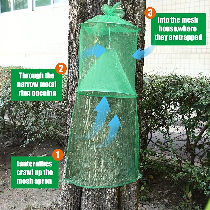 Qualirey 1 Pack Spotted Lanternfly Traps Lantern Fly Killer Mesh Tree Trap with Jute Rope and Nails Effective Way to Catch Lantern Flies and Nymphs (Green)