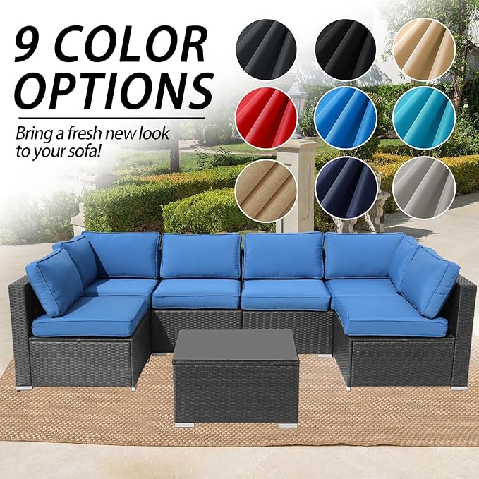 14Pcs Patio Cushion Covers Replacement Splashproof UV-Resistant Inelastic Covers with Zippers, Max Compatible 25.6x25.6x4inch Patio Cushion, for 7 Pcs Outdoor Patio Furniture Sets