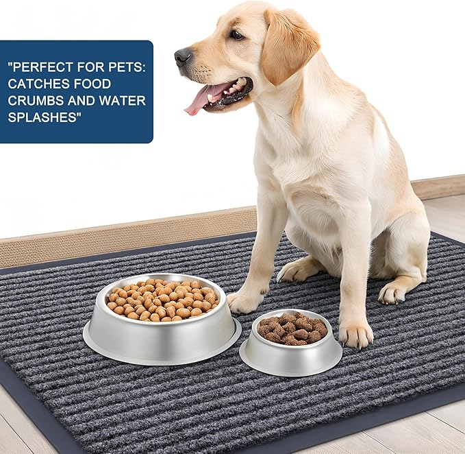 OLANLY Front Door Mat Indoor Outdoor Entrance, 2-Pack 71 x 23 Inch, Waterproof Heavy Duty Doormat, Fade Resistant, Low Profile, Easy Clean Patio Porch Welcome Floor Mats for Entry, Grey