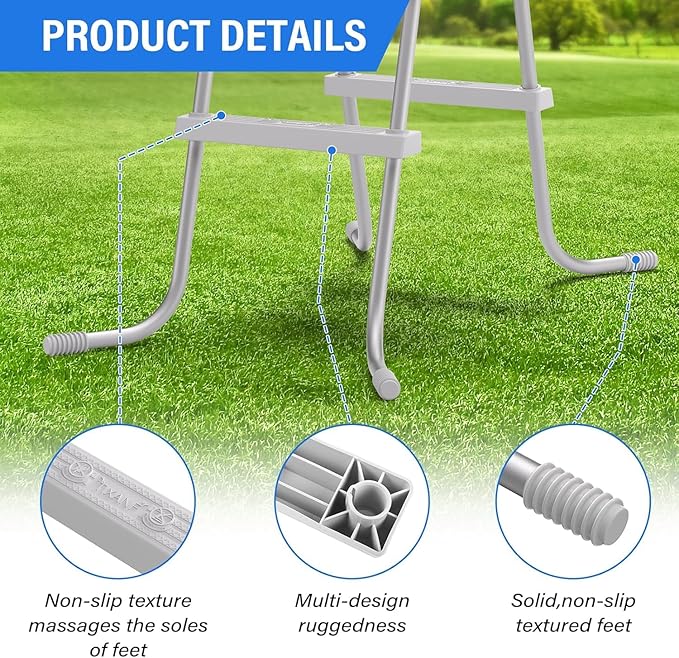 36" 3-Step Steel Frame Above Ground Swimming Pool Ladder,Heavy Duty Double Sided Removable Pool Steps,Pool Ladder Steps with Non-Slip Plastic Steps for Entry and Exit