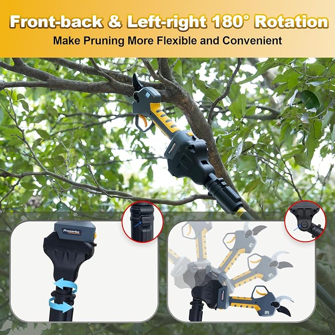 2-in-1 Pole Pruning Shears Cordless, 40mm Electric Pruner with Extension Pole, Dual Battery, Compatible with Makita battery, 14.7FT High Reach Tree Trimmer, No Ladder Needed for Orchard