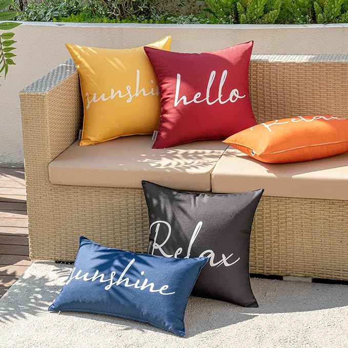 MIULEE Outdoor Waterproof Throw Pillow Covers Set of 2 Relax Decorative Outdoor Square Pillowcases for Chair Patio Garden Couch Tent Balcony Sofa Black 20x20 Inch